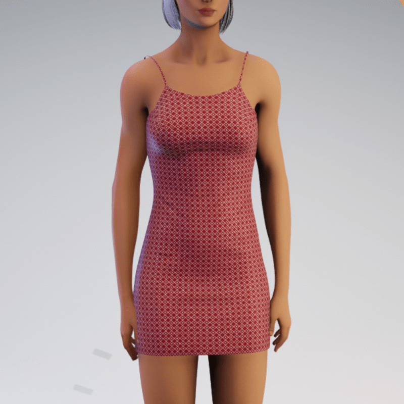 Spaghetti Minidress - Red Geo