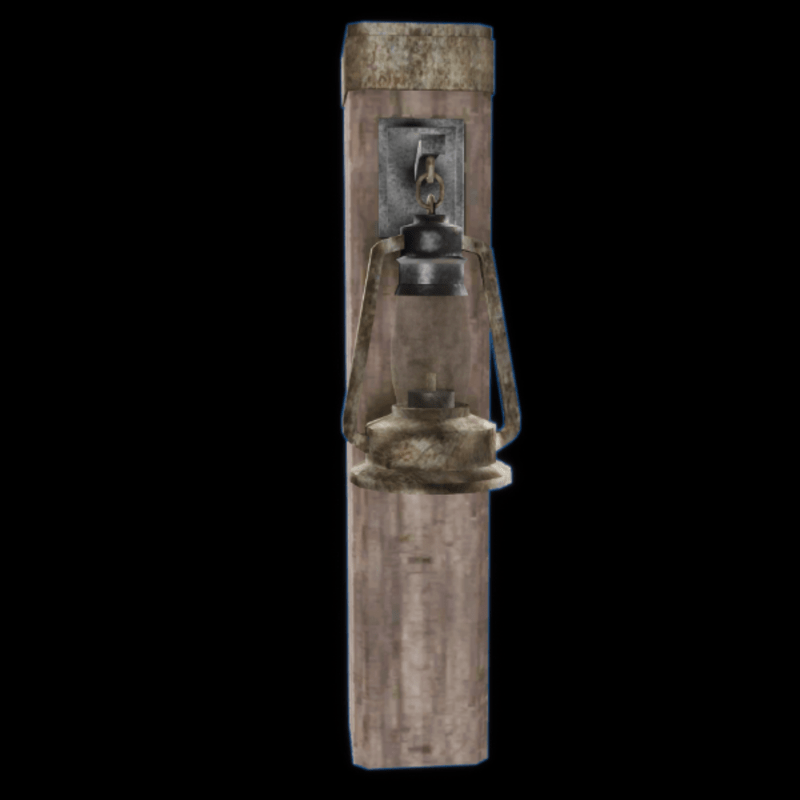 Rustic Post with Lantern