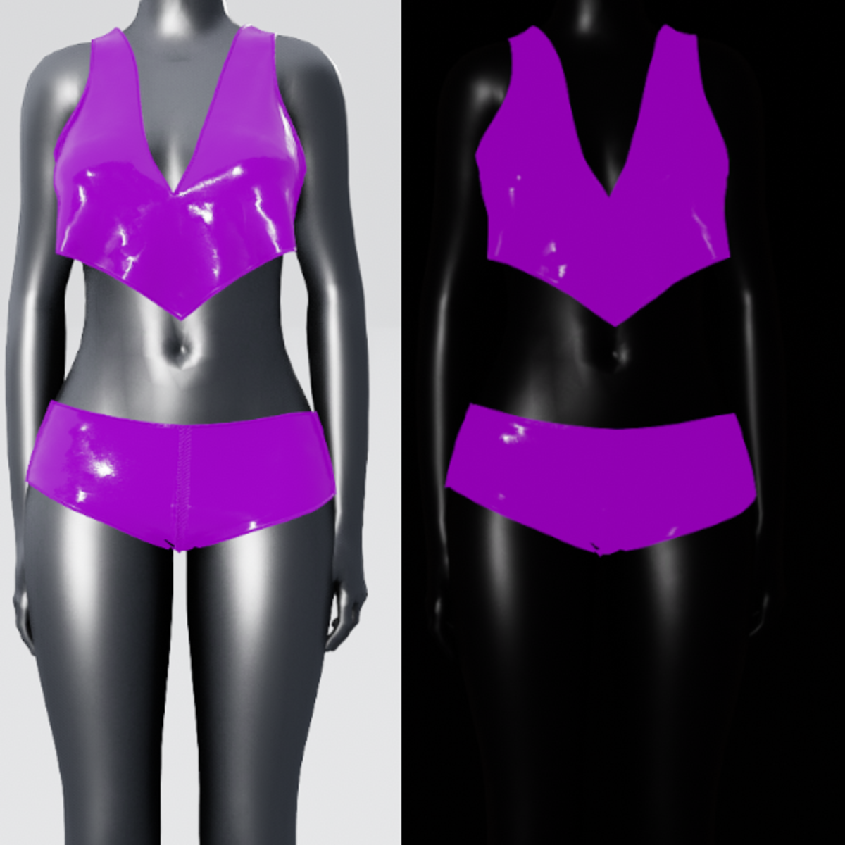 Emissive Plastic Shorts and Top Set - Purple