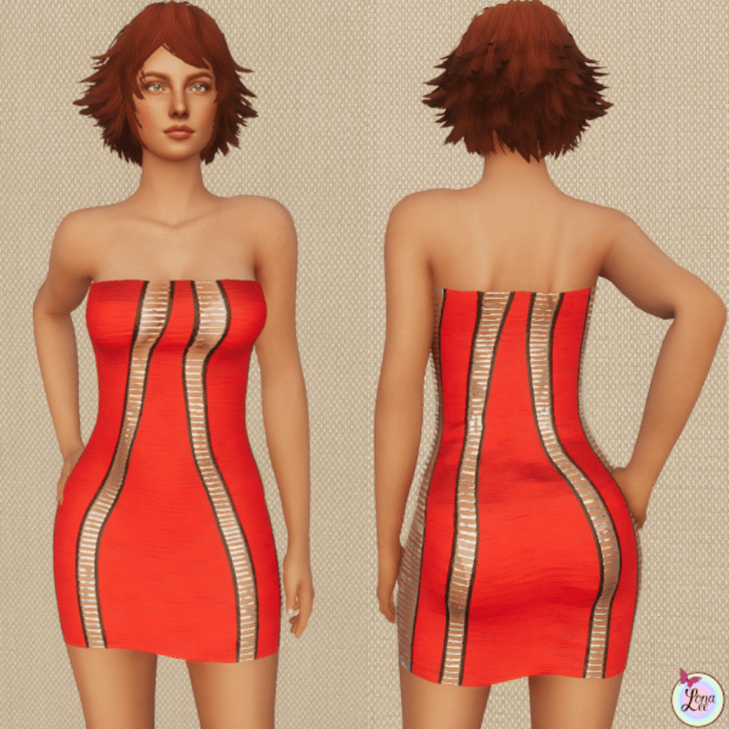 Razor Cut Dress - Red
