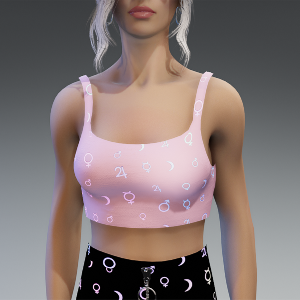 Glowing Planet Signs Top in Pastel Pink