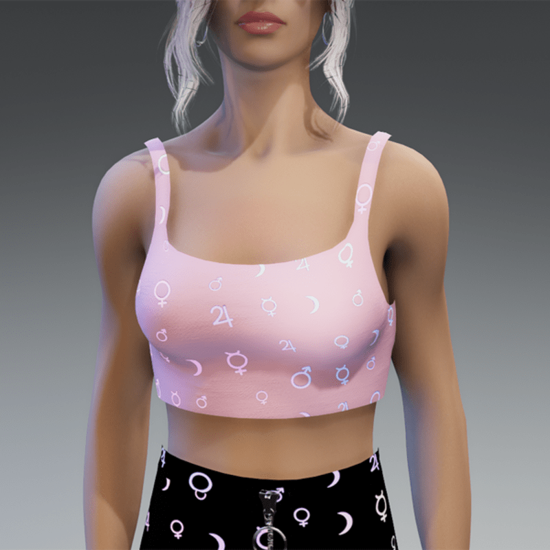 Glowing Planet Signs Top in Pastel Pink