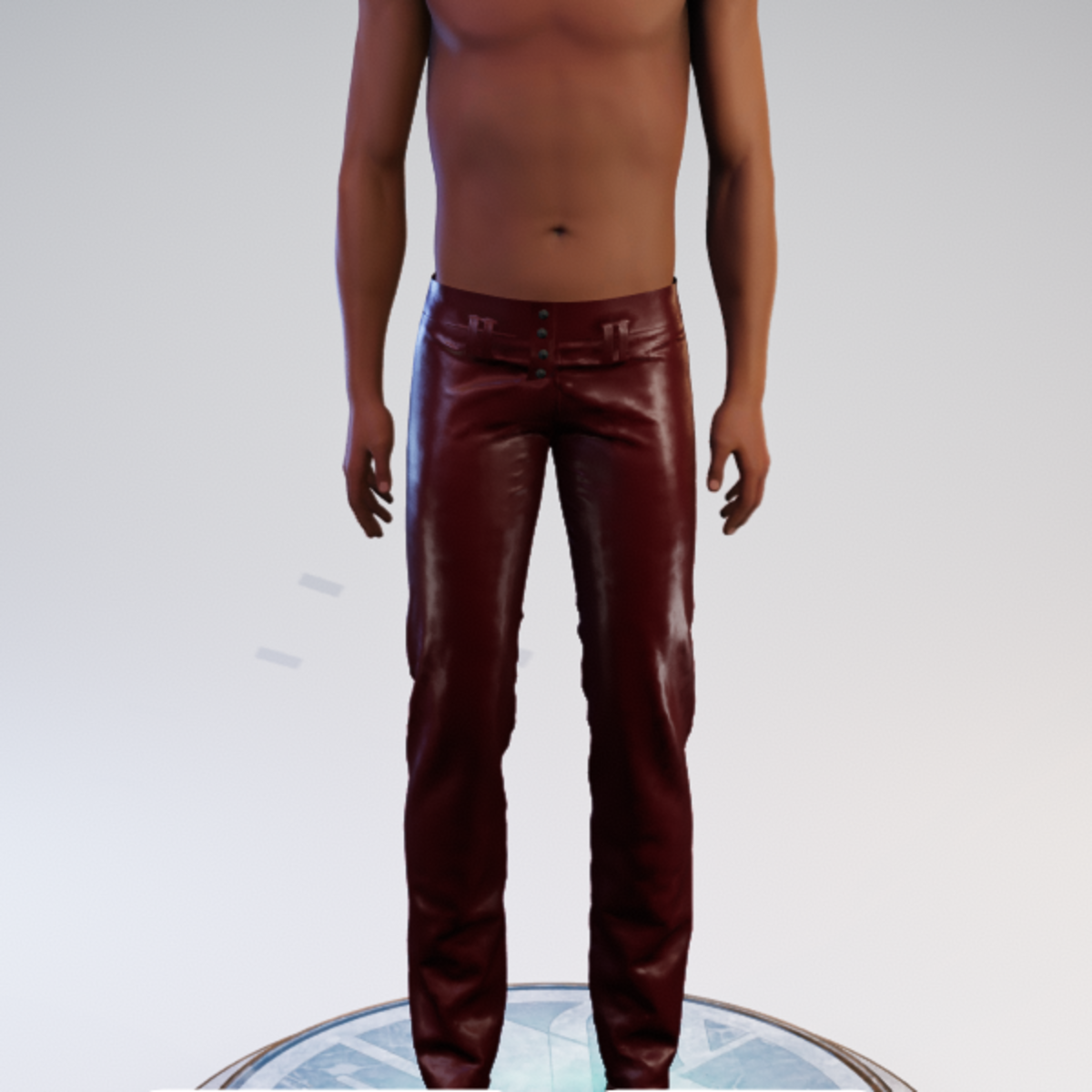 Buttoned Hip-hugger Pants - Red Leather