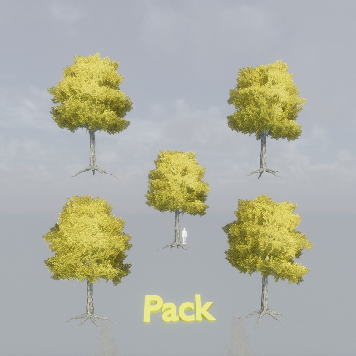 Oak Tree Pack - With roots (yellow)