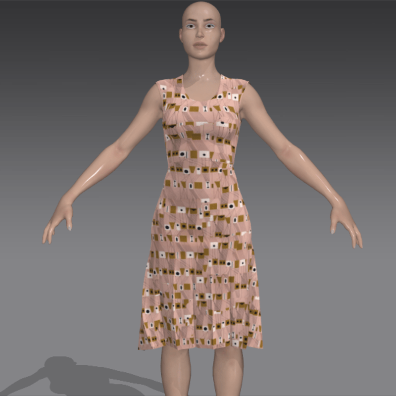 pink barkcloth dress