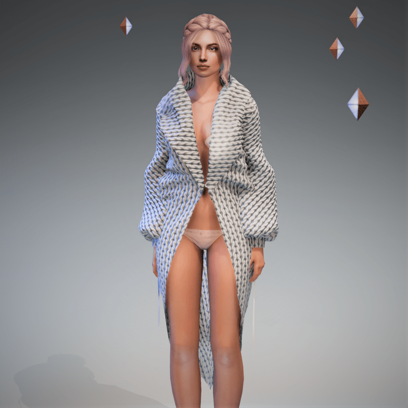 Cable Knit Coat White