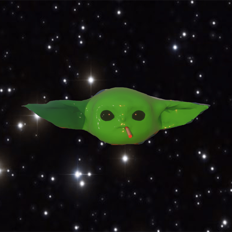 Baby Yoda smoking