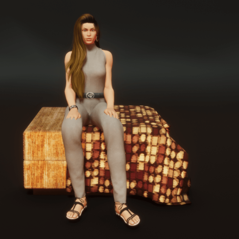 Lodge Ottoman w Folded Blanket and Sit Target