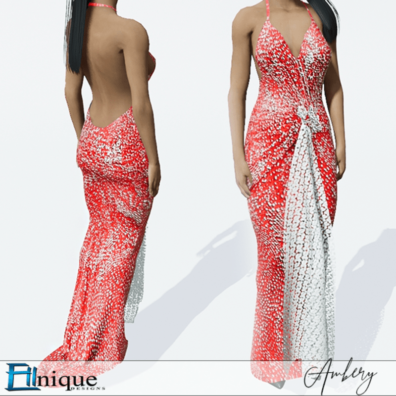 Amber Red Glitter Gown