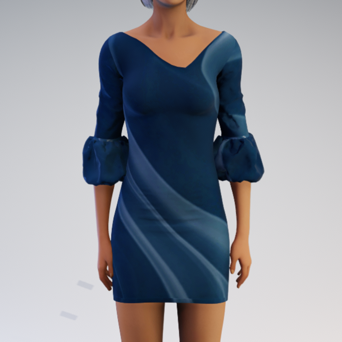Bell-sleeve Dress - Teal Mod