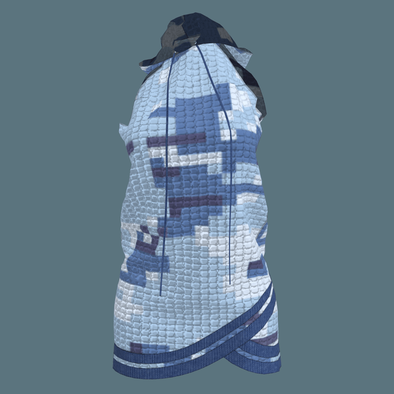 Hooded Detail Dress Blue Mesh