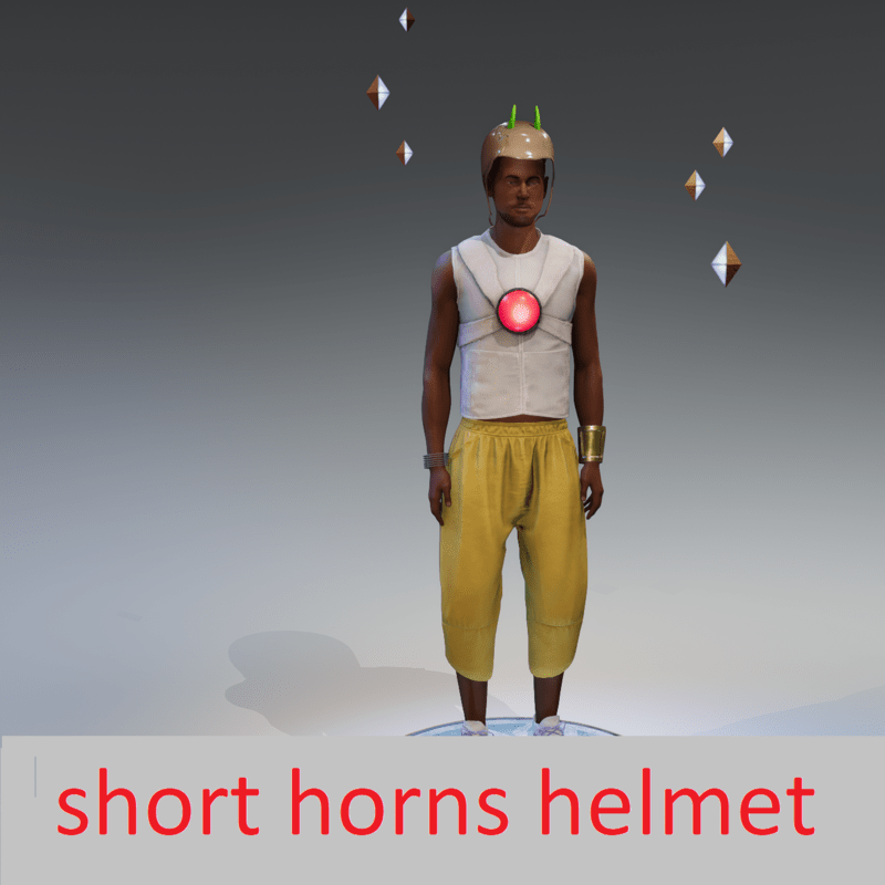 Short horns with helmet