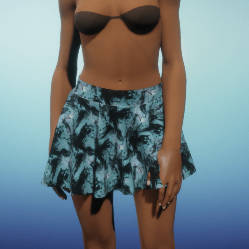 Circle Mini Skirt - Blue Abstract