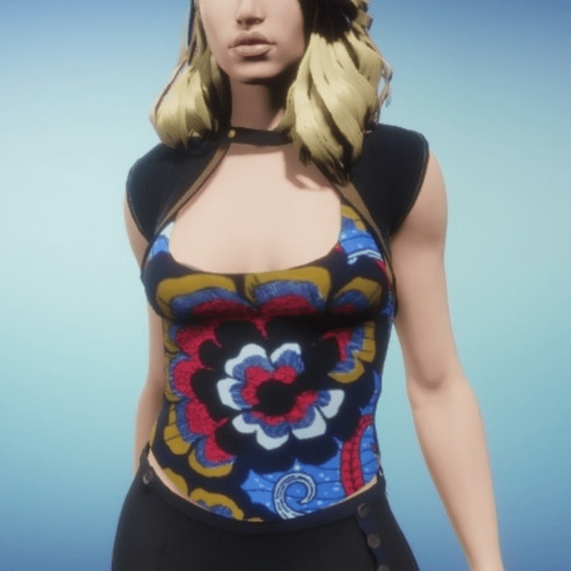 Nesti top with vest blue flower