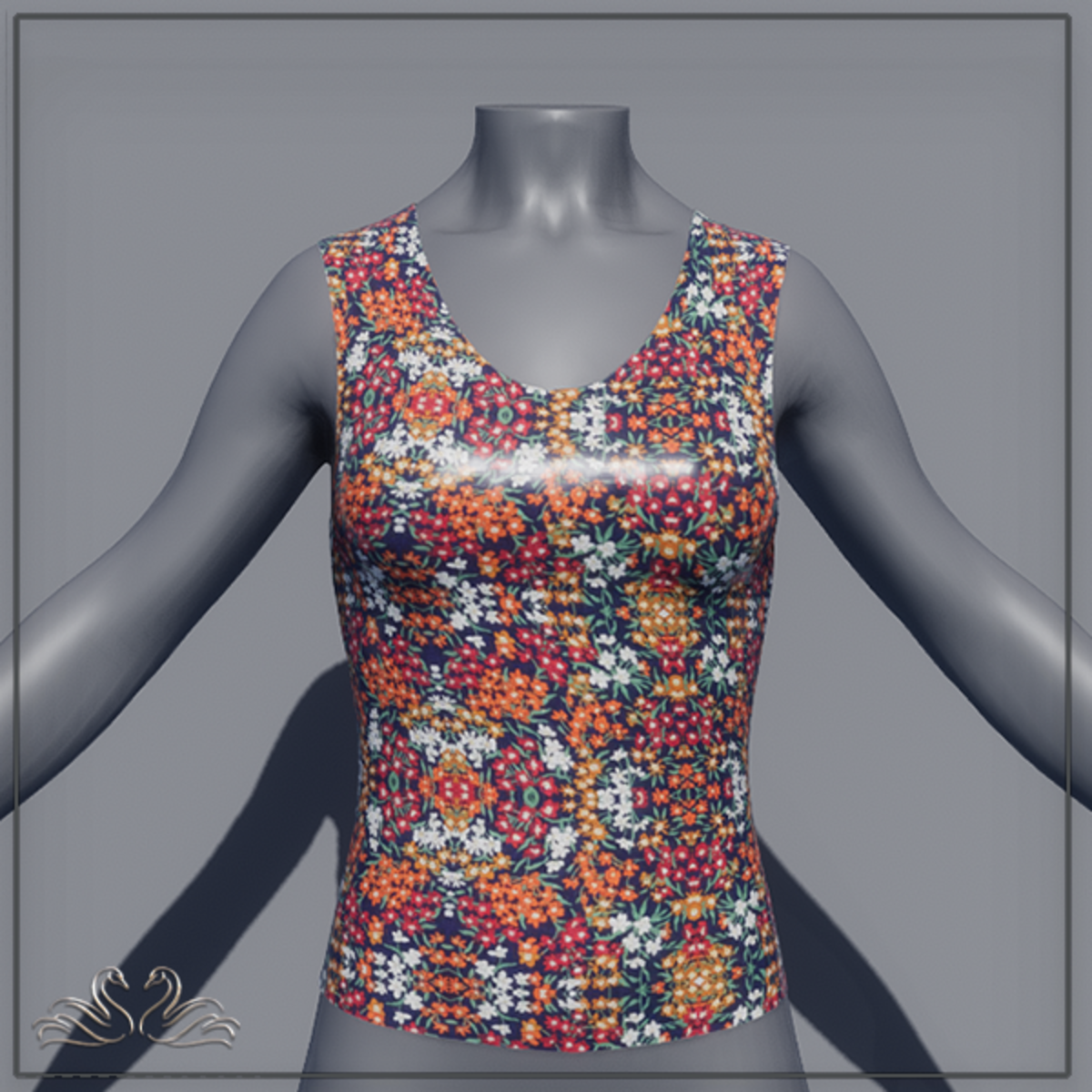 SCOOP TOP ORANGE FLOWERS