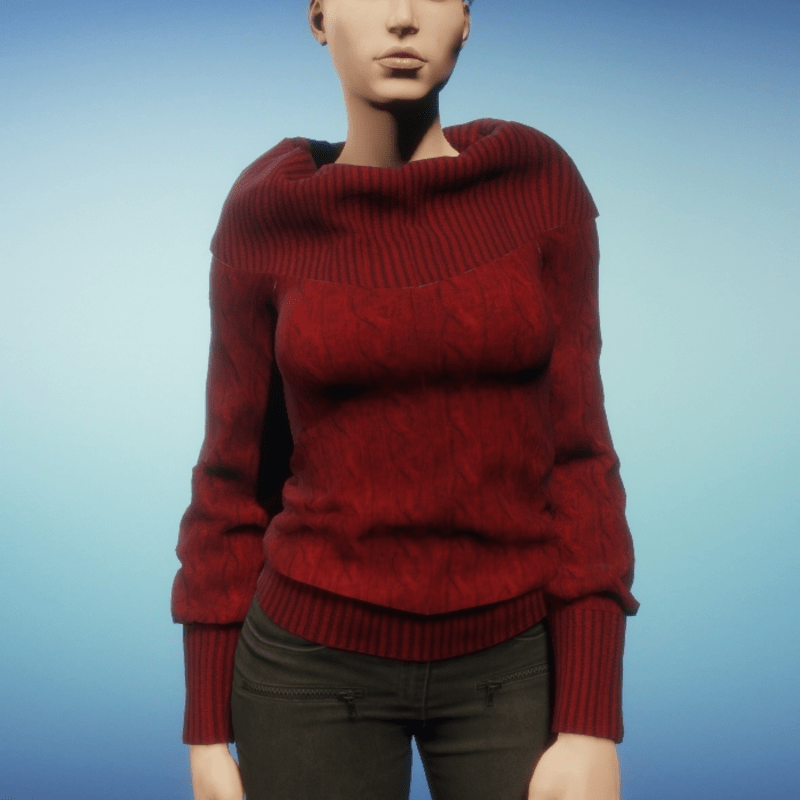 Cowl Neck Sweater - Red