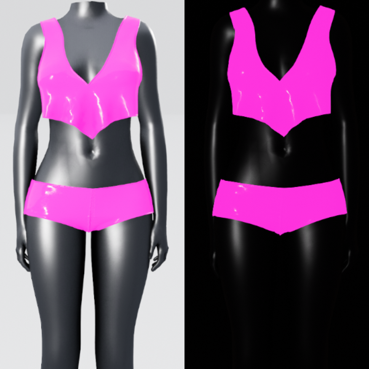 Emissive Plastic Shorts and Top Set - Pink