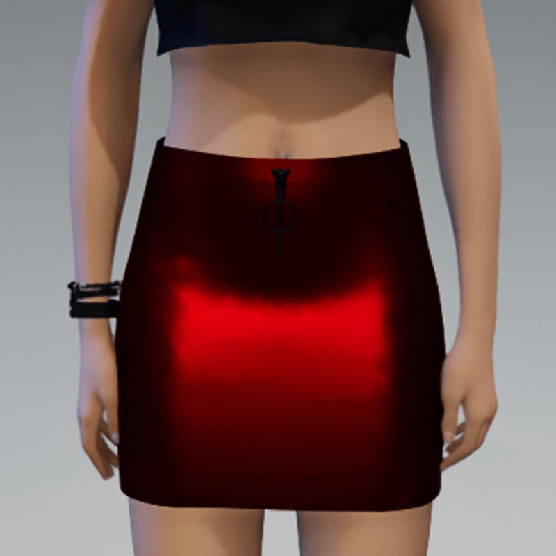 Metalic Shiny Red Skirt with Black Zipper
