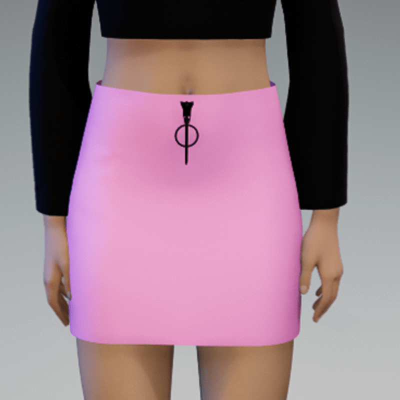 Pink Skirt with Black Zipper