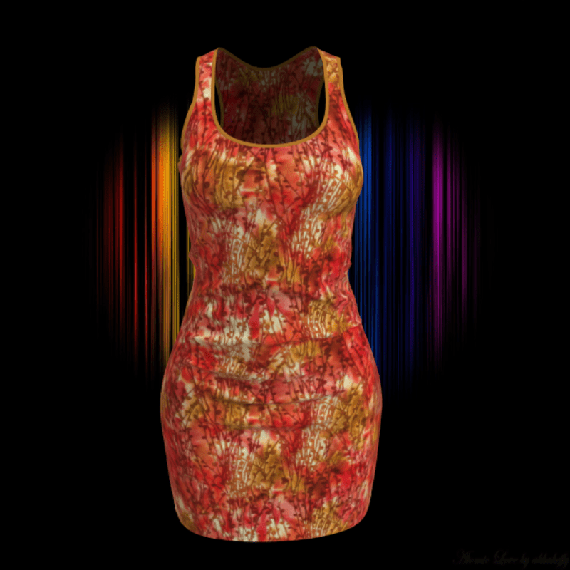 Red withY ellow Sleeveless Mini Dress