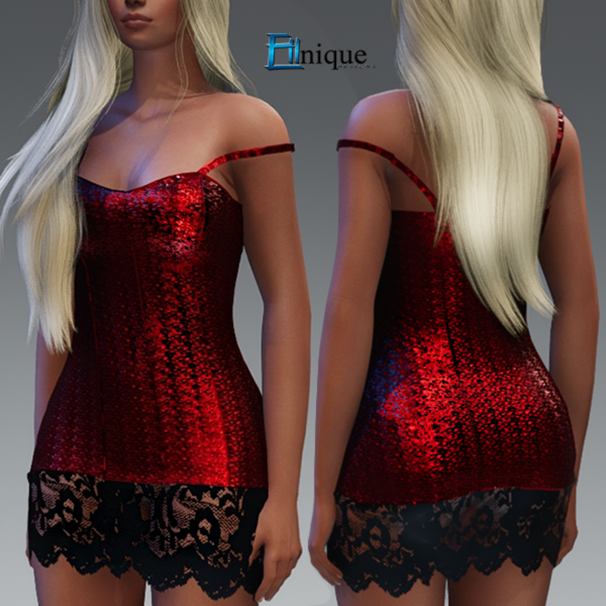 Julia Ruby Red Sequin/Lace dress