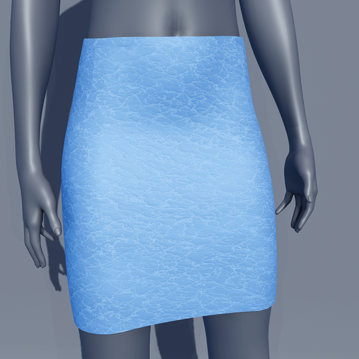 Leather Formal Skirt - Blue