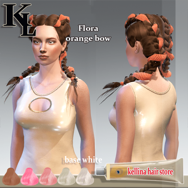 flora -white base-orange bow