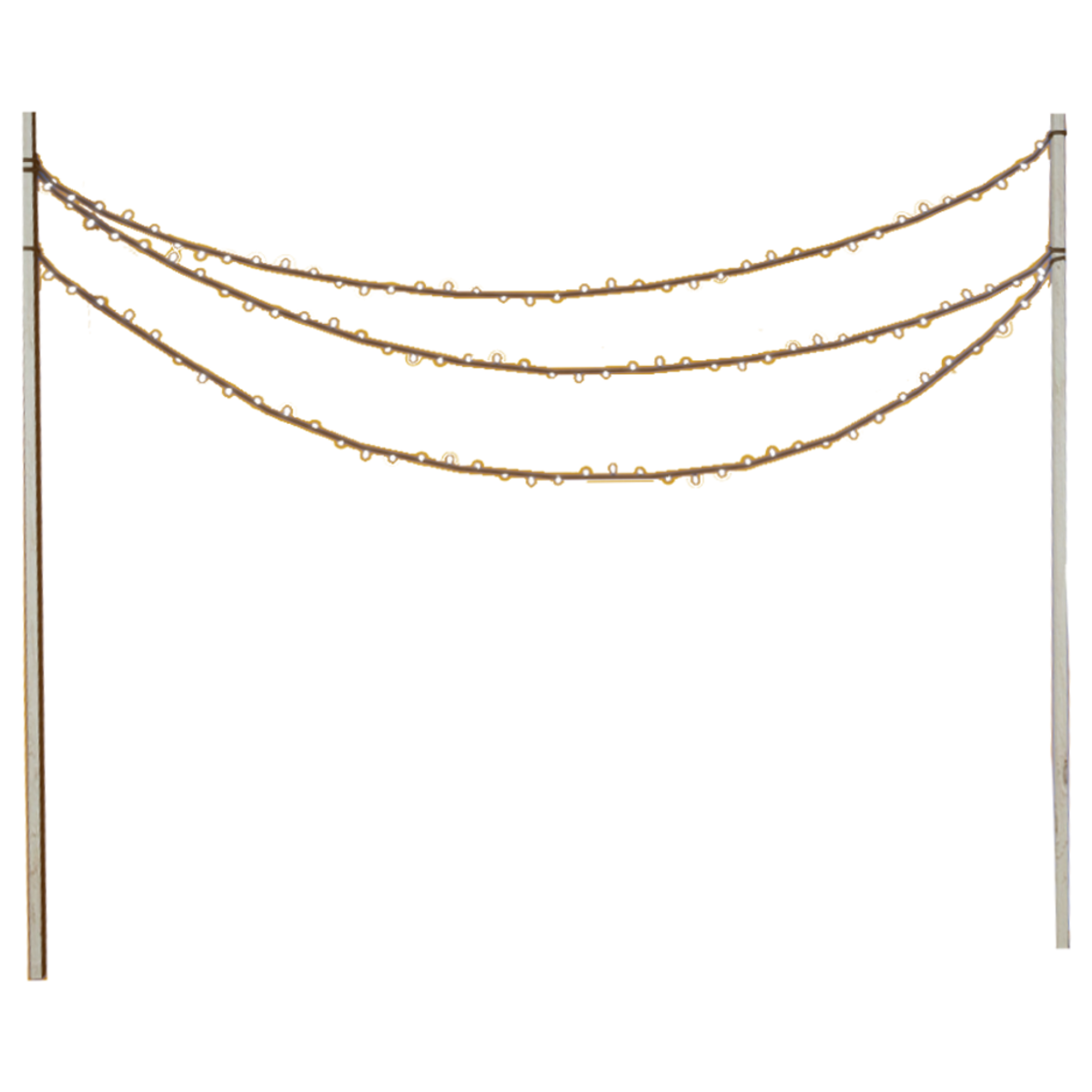 fairy lights with wood posts