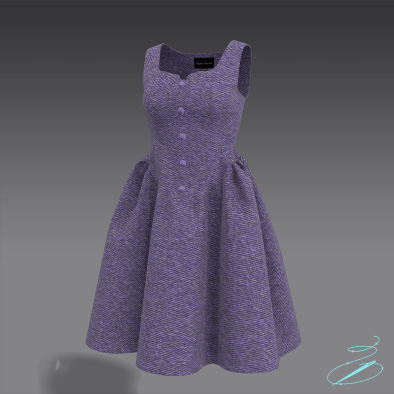 Volume Twill Dress Purple