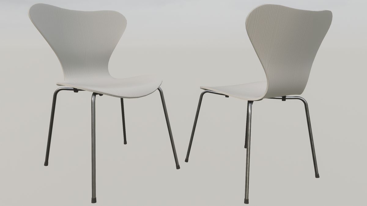 Design Dining Chair - Wood 01 - White Painted