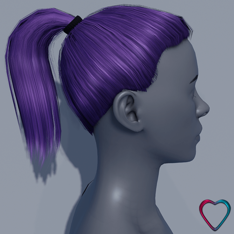Hair - Pony Tail - Purple