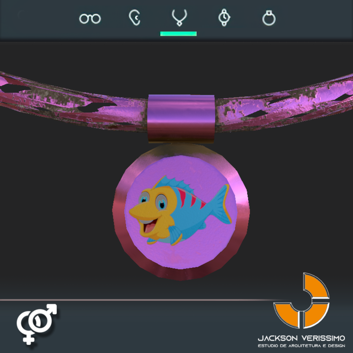 Metal Necklace- Pink Fish