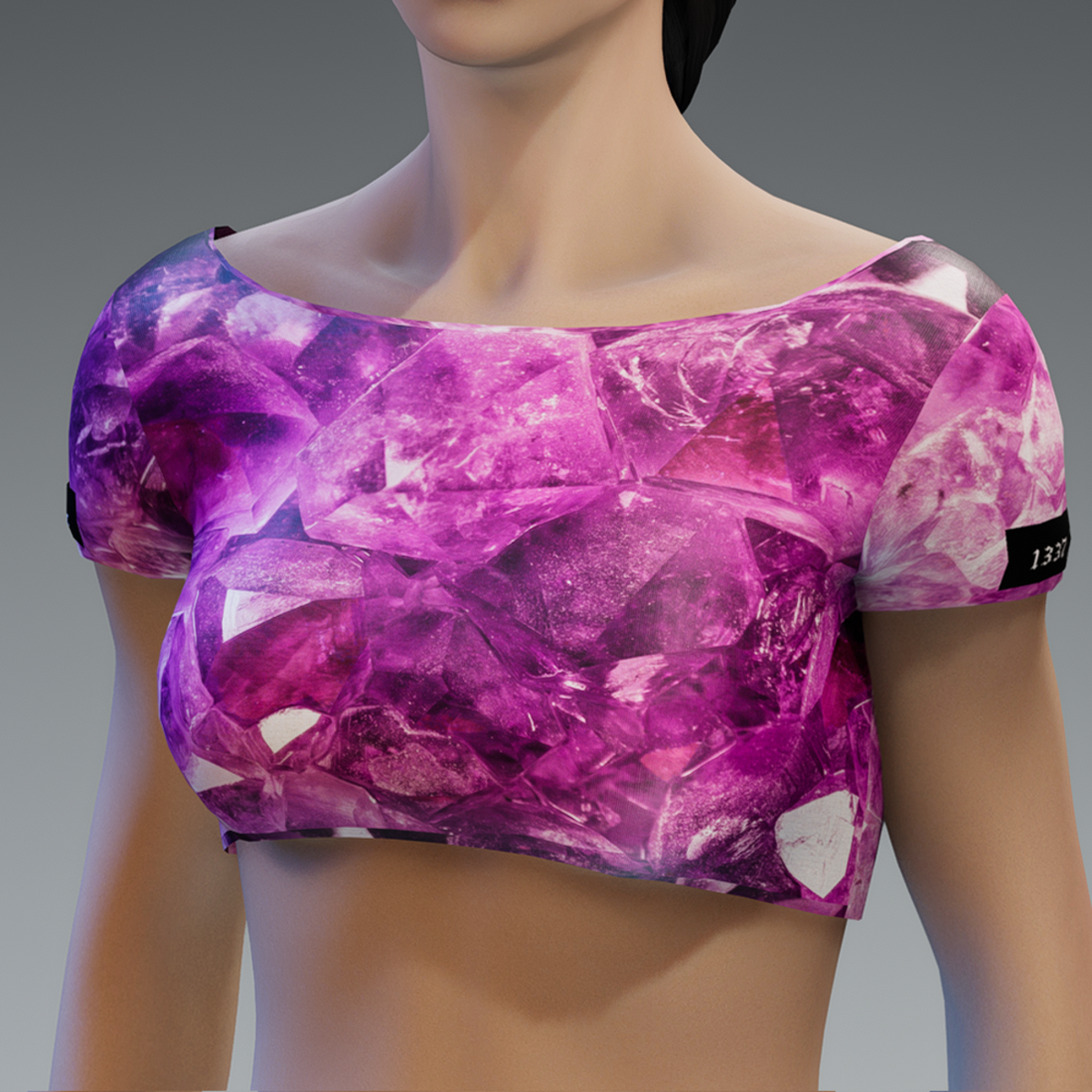 Women's Pink Crystal Print Crop Tee
