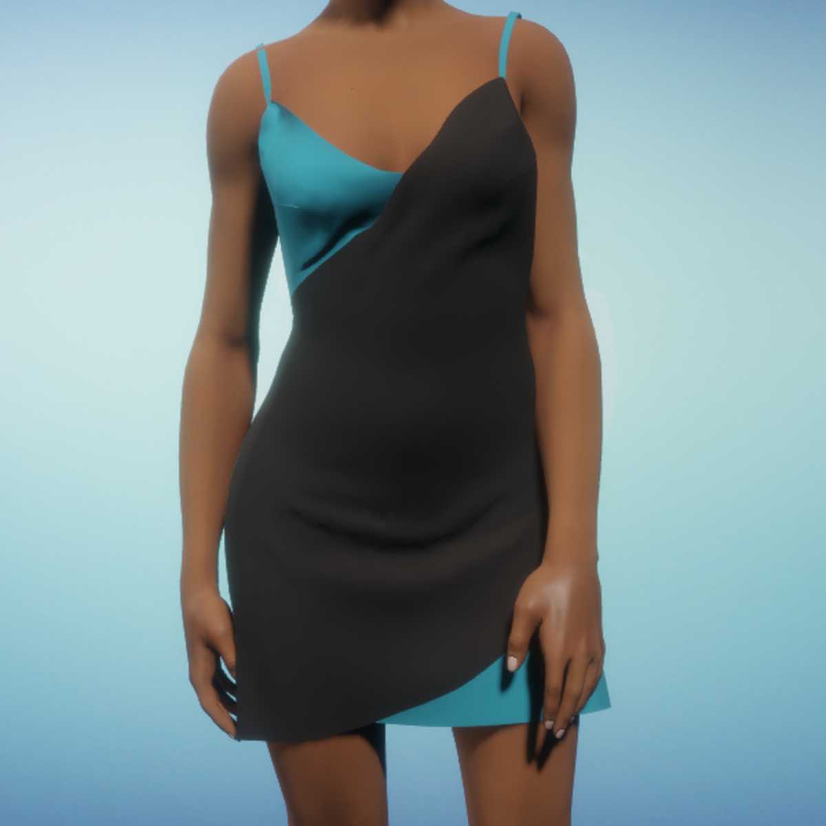 Apron Dress - Black and Teal