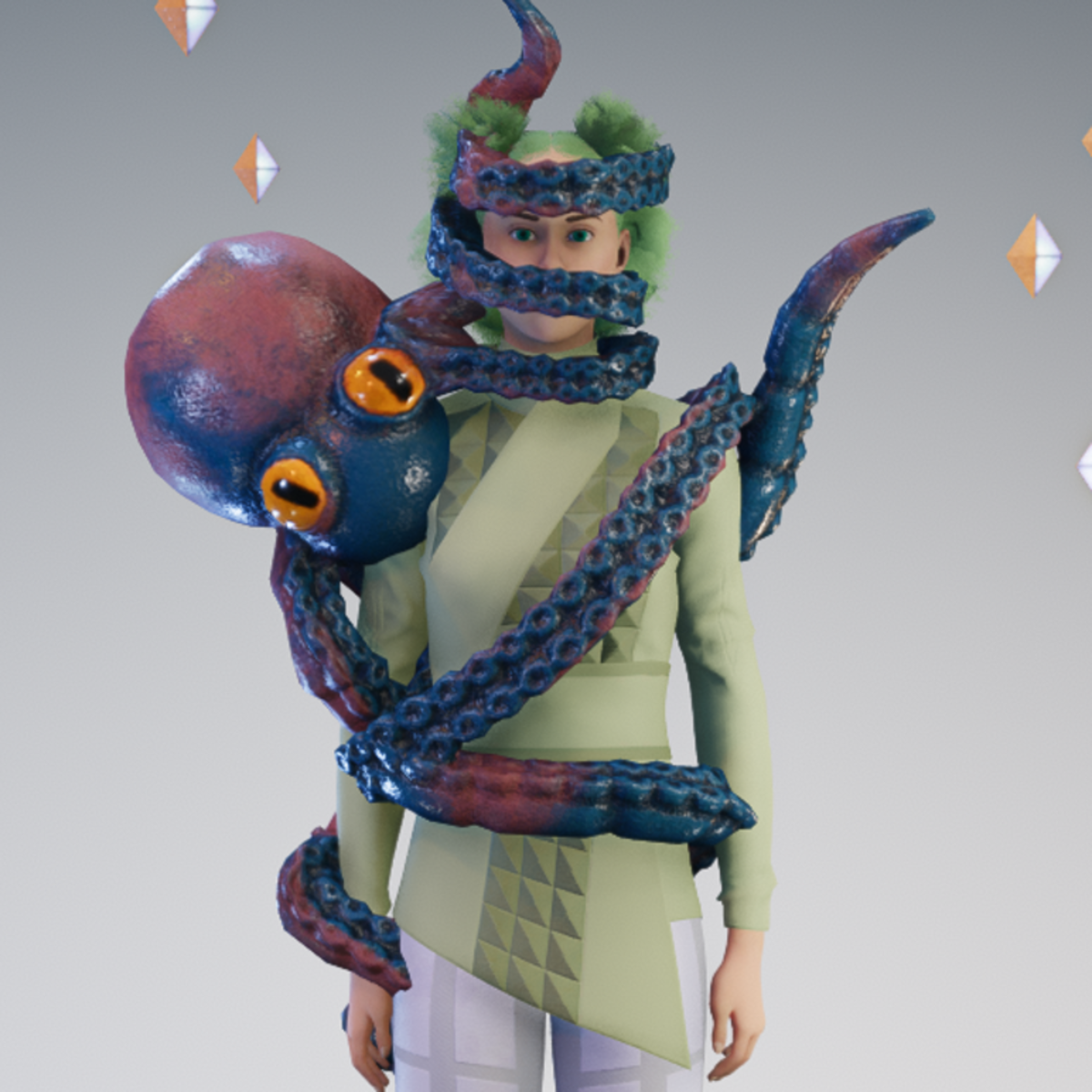 octopus on face - blue