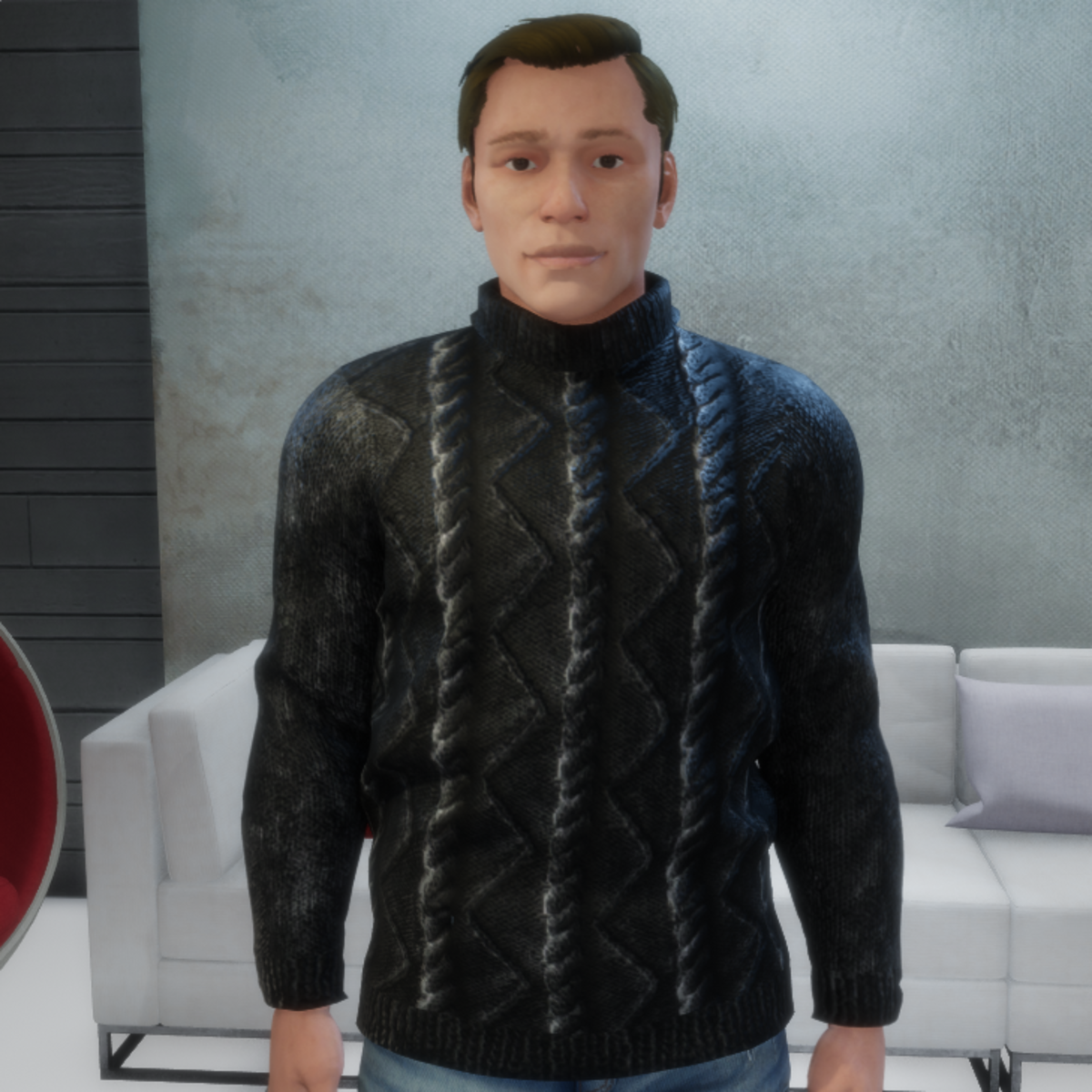 AV2 - Male Cable Sweater Black