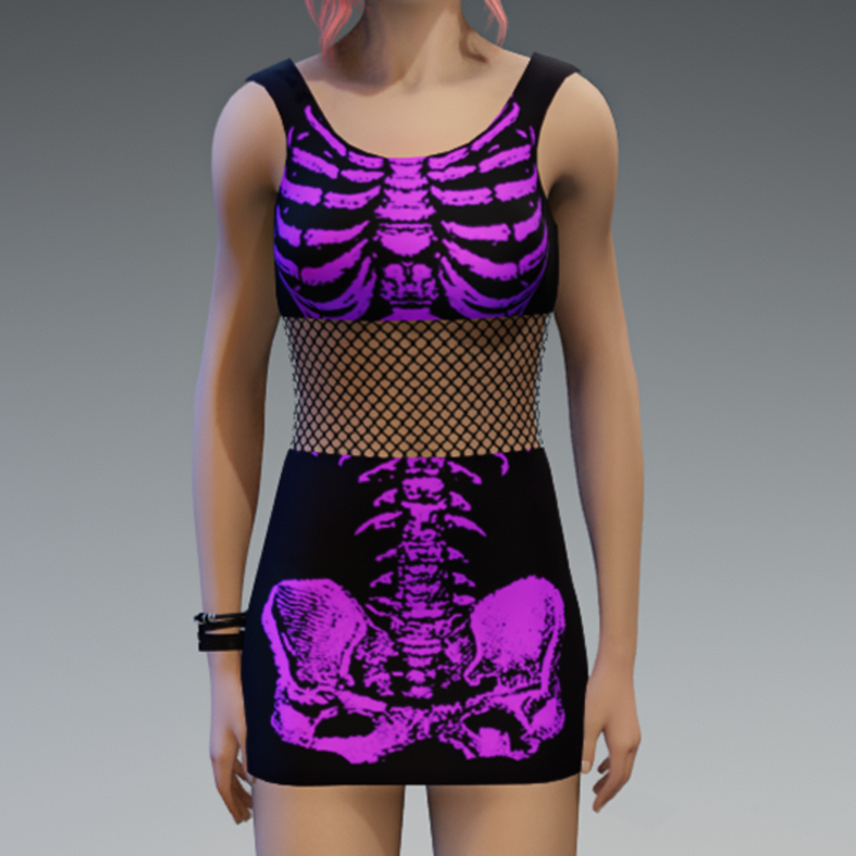 Skeleton Minidress Black and Violet