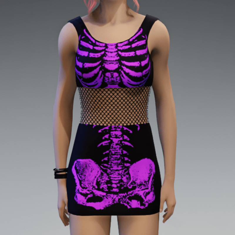 Skeleton Minidress Black and Violet