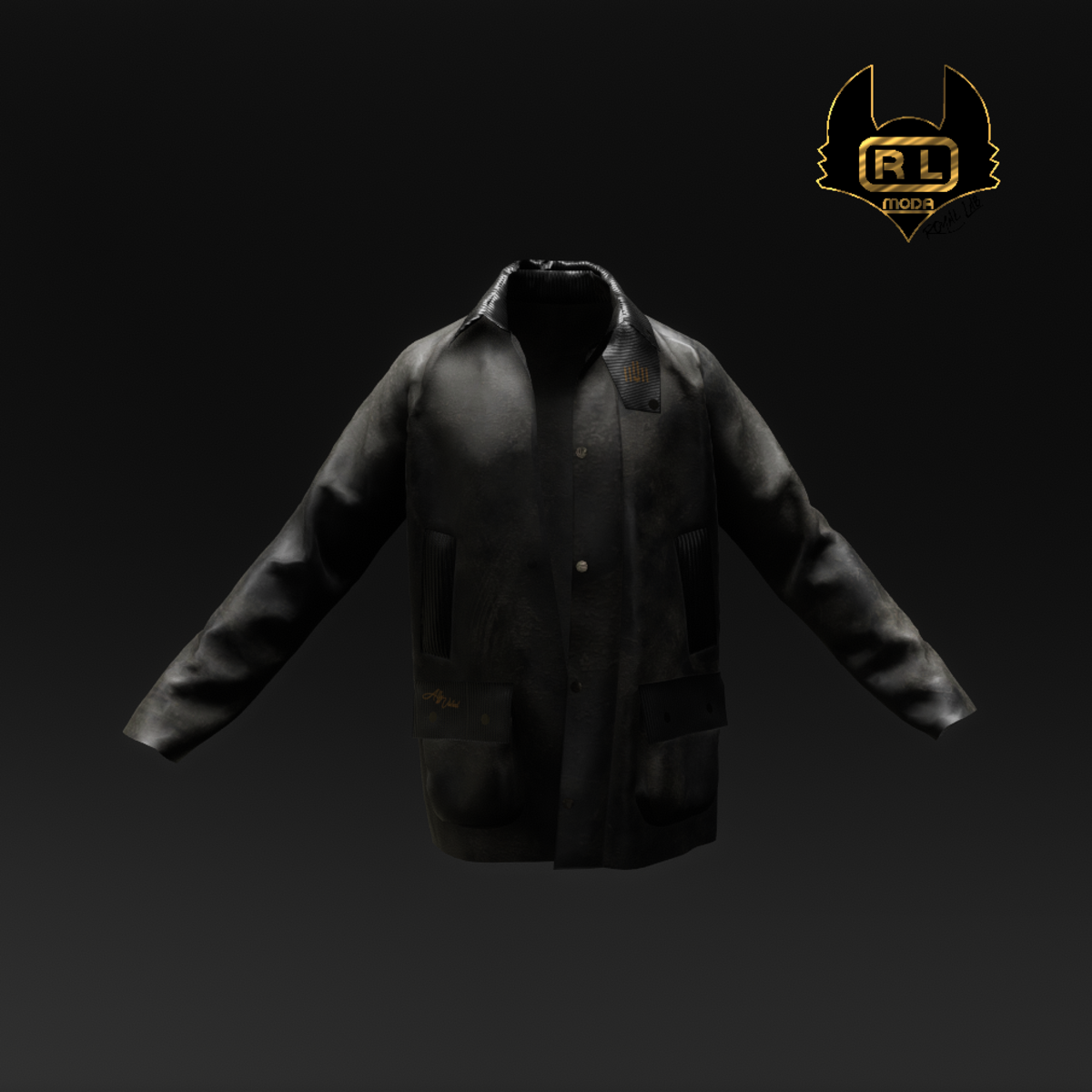 R.L.LEATHER BLACK LONG JACKET