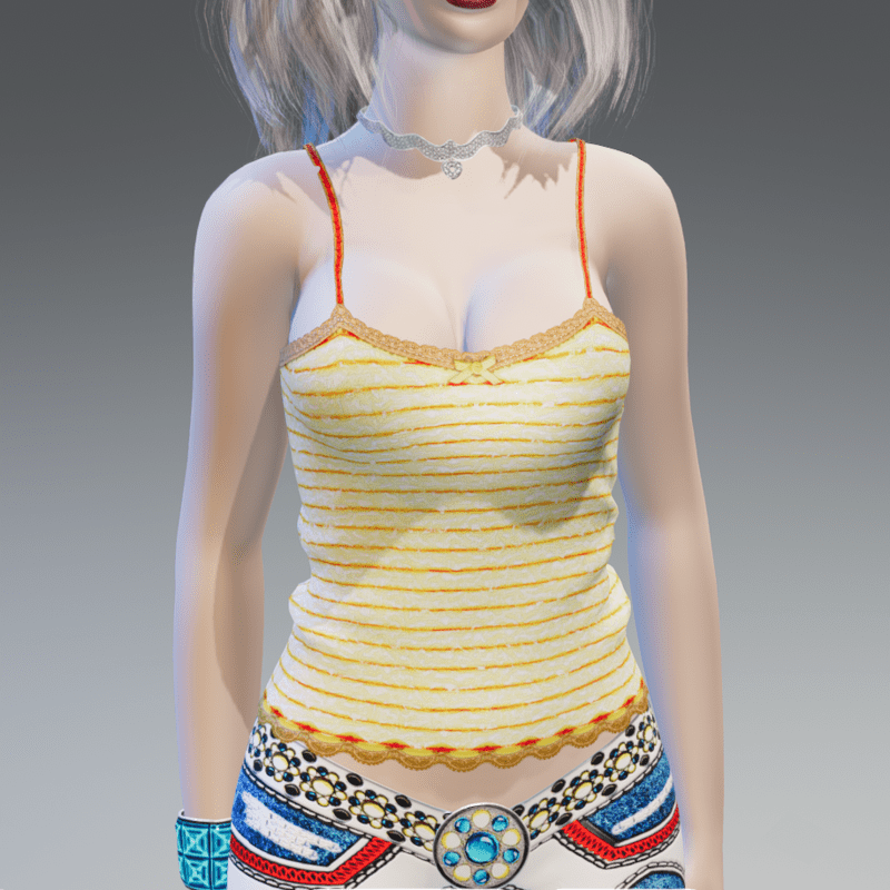 Vintage Yellow-Stripes Long Tank-Top - Female