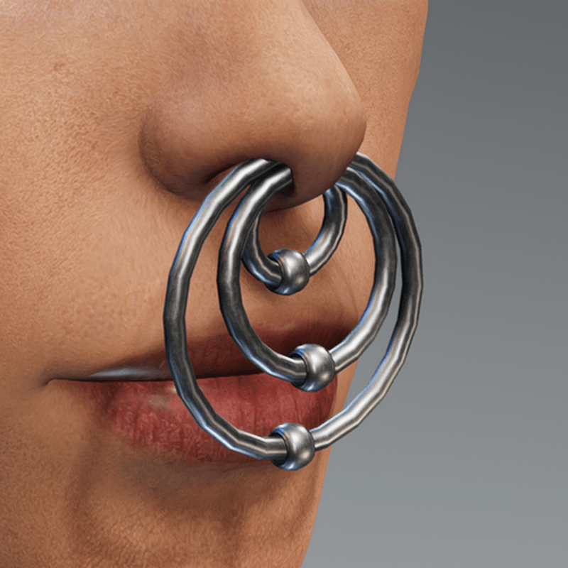 NoseRing Triple Silver Piercing