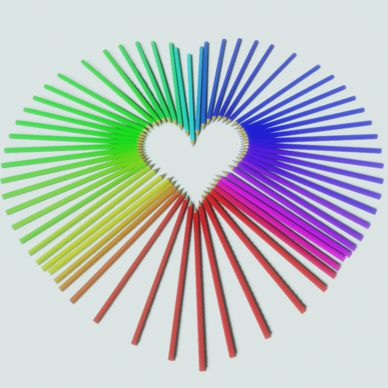Pride Rainbow Pencil Heart