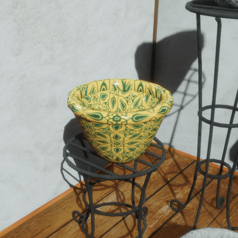 Pot Ceramic Yellow Blue