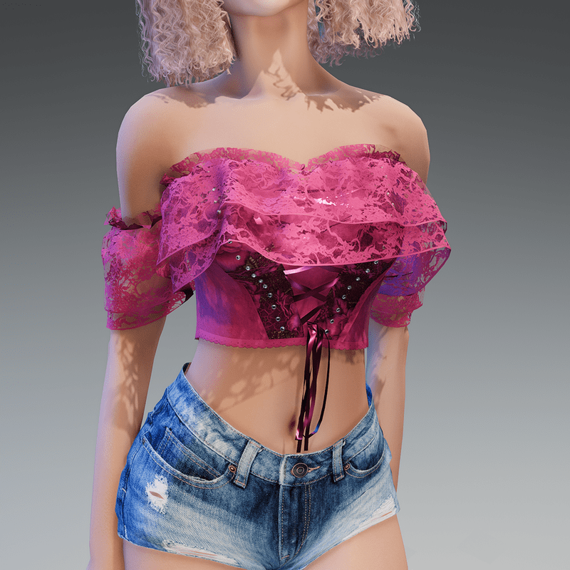 Summer Goth Top in Pink