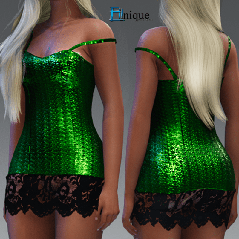 Julia Emerald Sequin/Lace dress