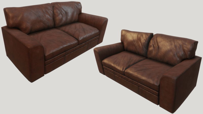 Old Cinnamon Leather Couch - Dirty