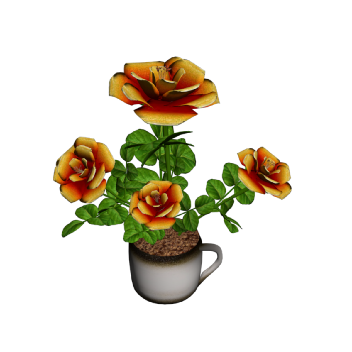 Roses in Coffee Cup - Orange