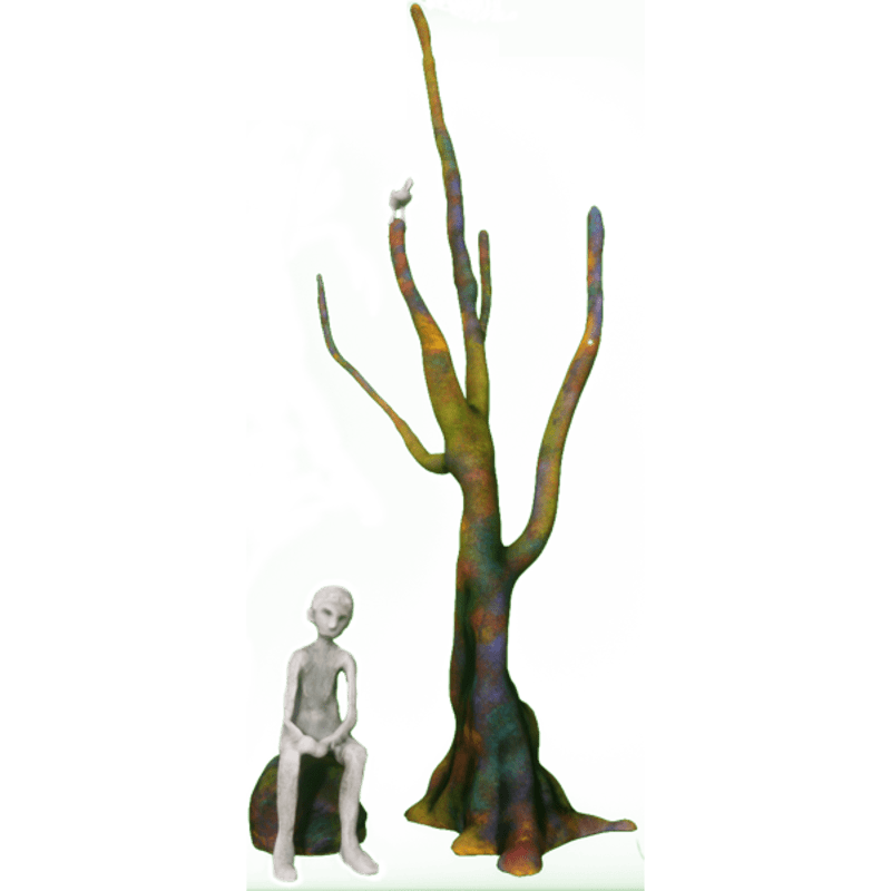 Doodle with man, tree and bird