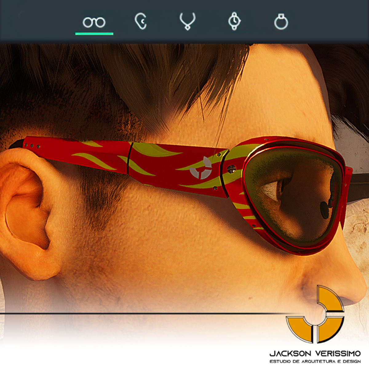 Janeiro Glasses- Red Aluminium with flames