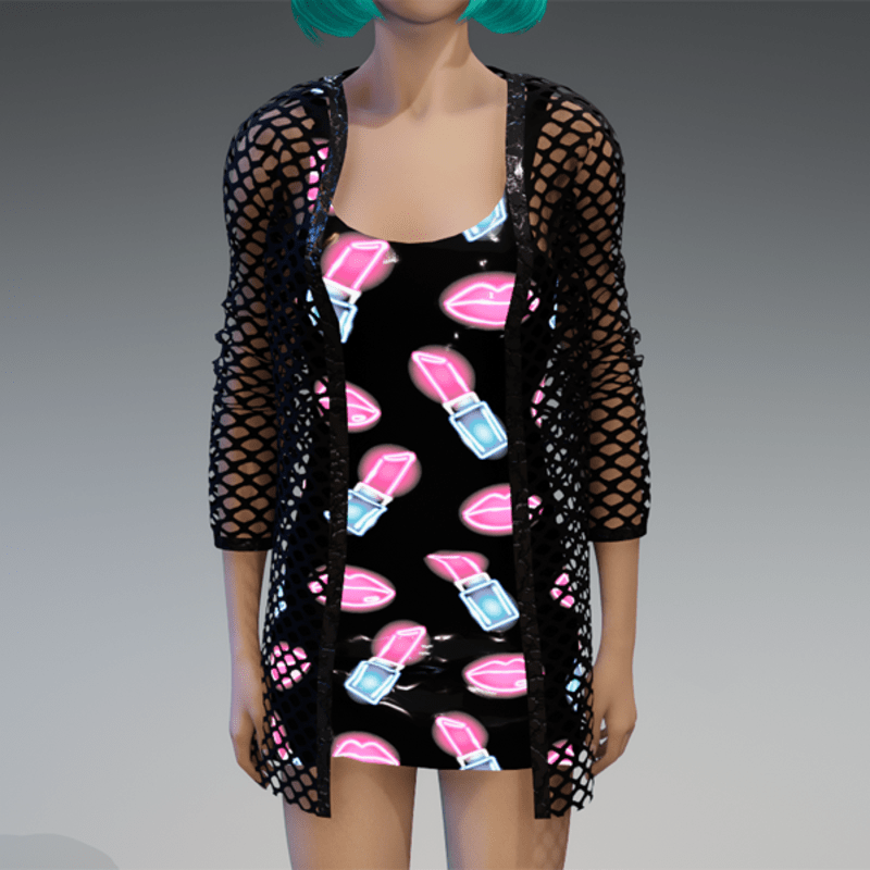 Mesh Cardigan in Black